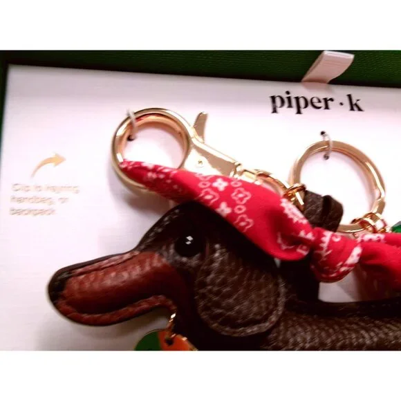 Dachshund Faux Leather Keychain & Bag Charm by Piper K - Picture 4 of 4